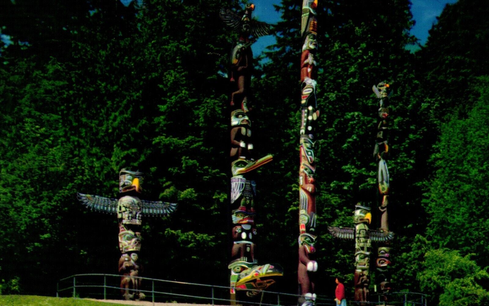 Totem Poles In Stanley Park Vancouver British Columbia Postcard