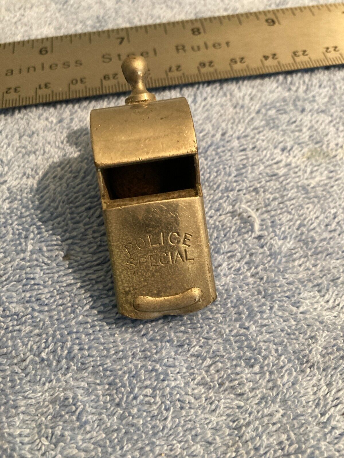 Vintage Heavy Plated Brass Metal POLICE SPECIAL Whistle, Made USA