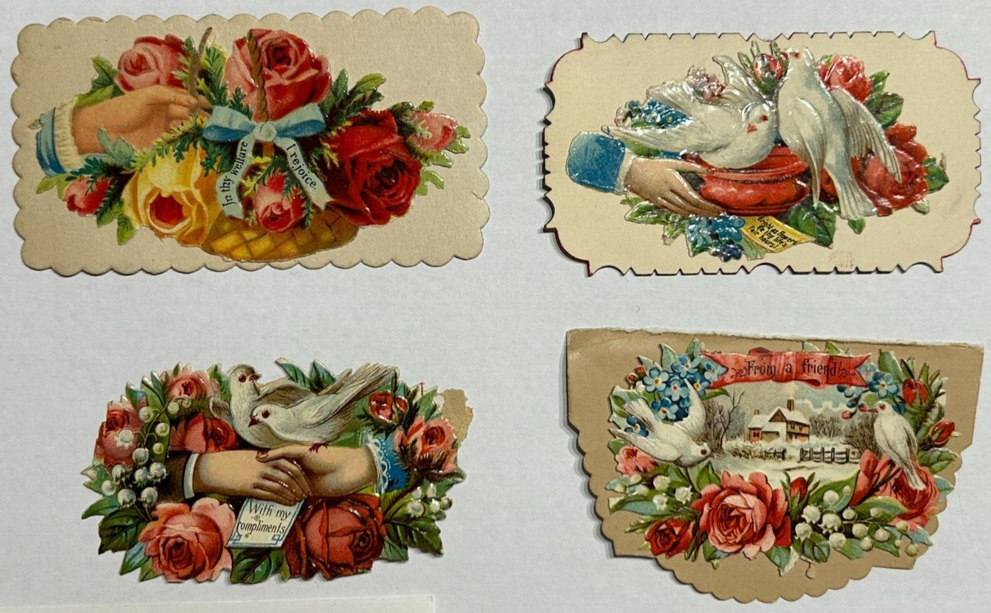 1900- 1910 Vintage Die Cut Embossed Floral Victorian Calling Card Ephemera Love