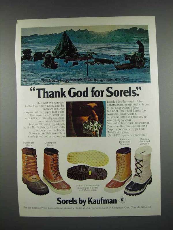 1978 Kaufman Sorels Boots Ad - Pathfinder, Caribou +
