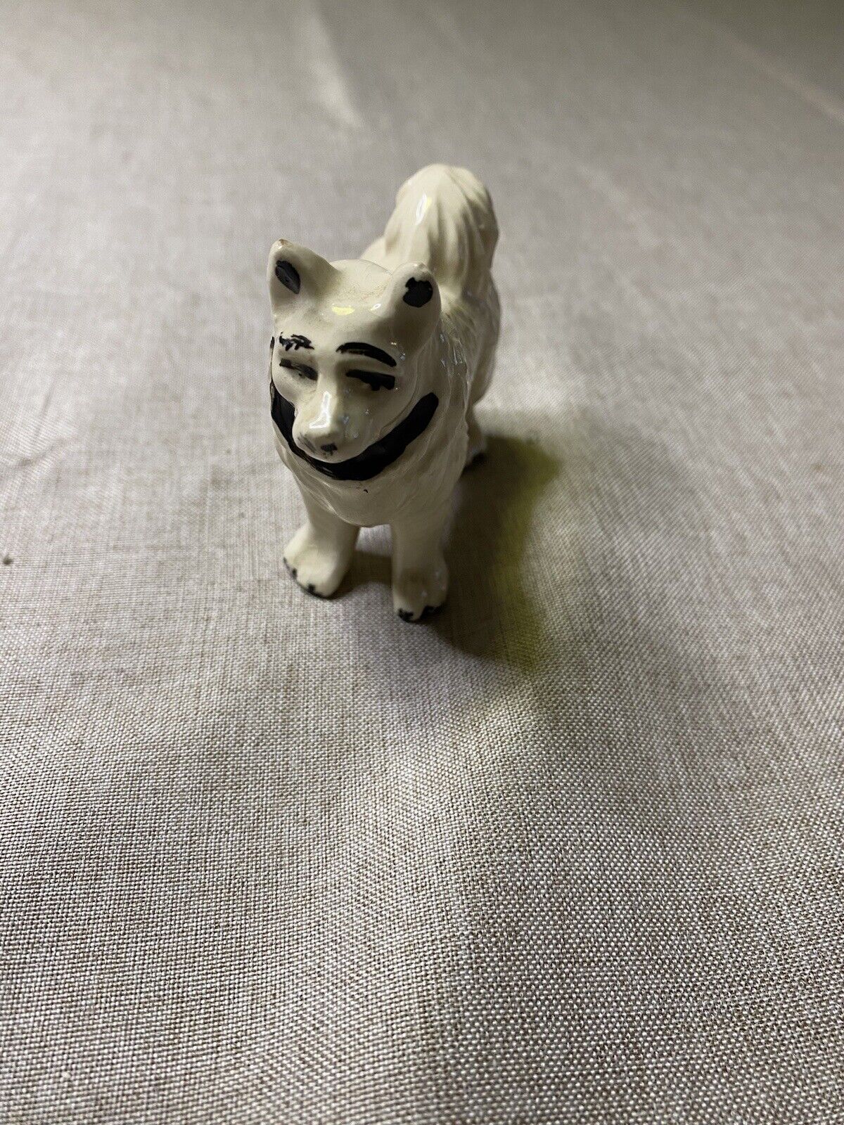 Vintage Porcelain White  Samoyed Husky  Dog Figurine Rare