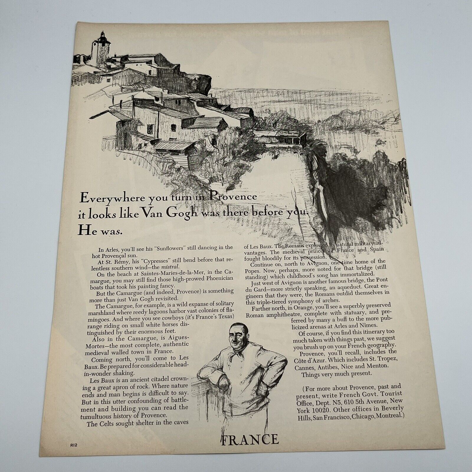 Provence France Tourism 1967 Vtg Print Ad 13.5\
