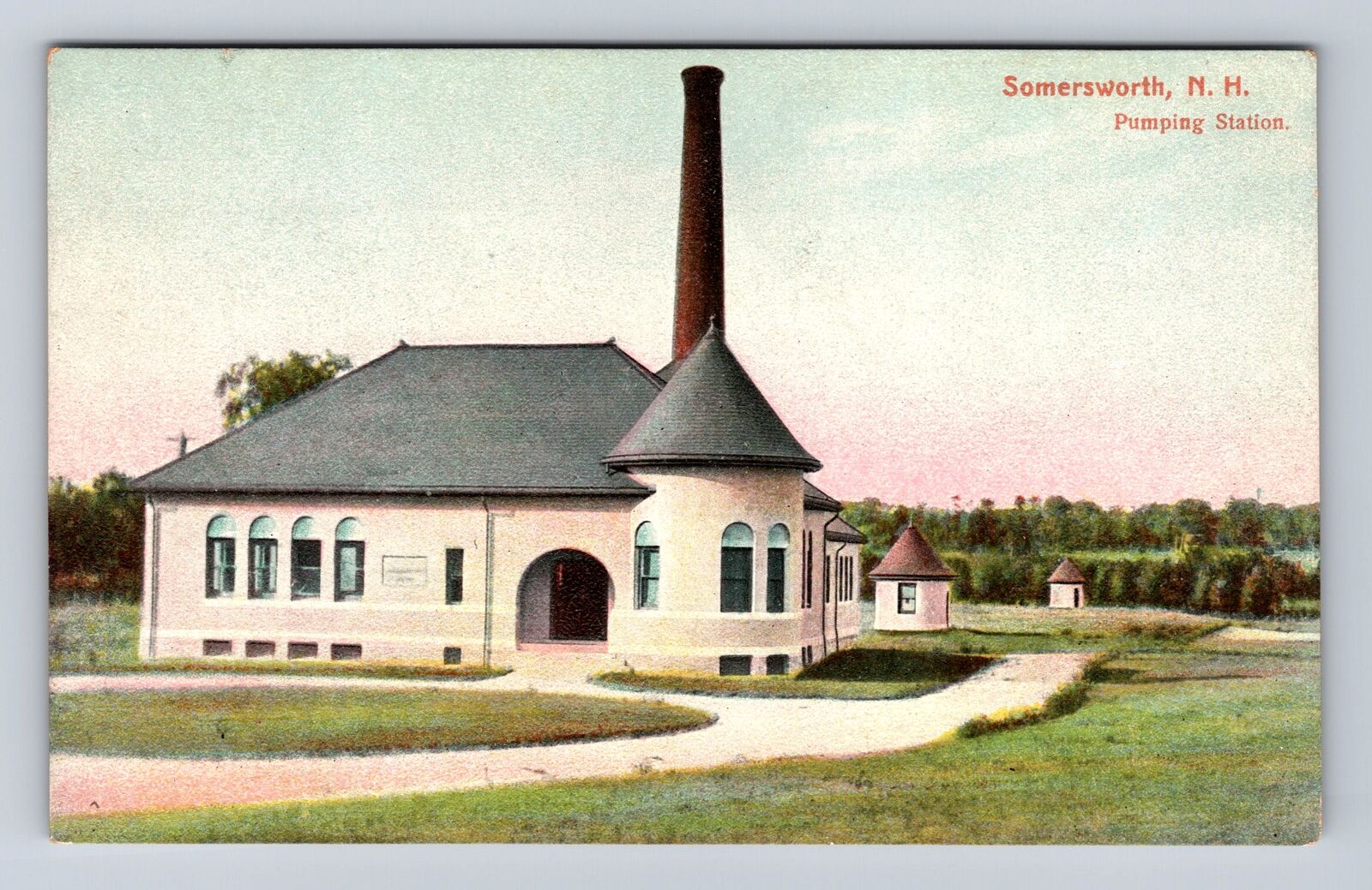 Somersworth NH-New Hampshire, Pumping Station, Antique, Vintage Postcard