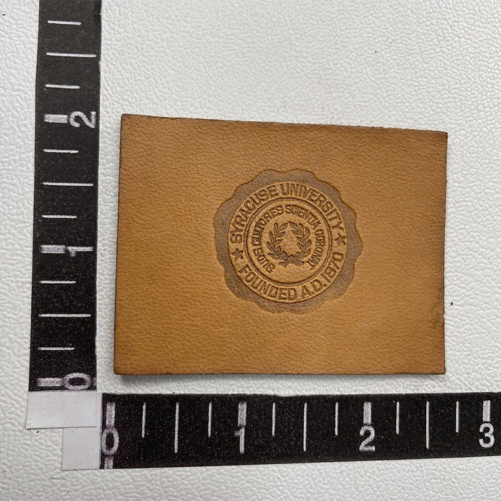 Vtg 1910s New York SYRACUSE UNIVERSITY Tobacco Leather Premium Patch 16AF