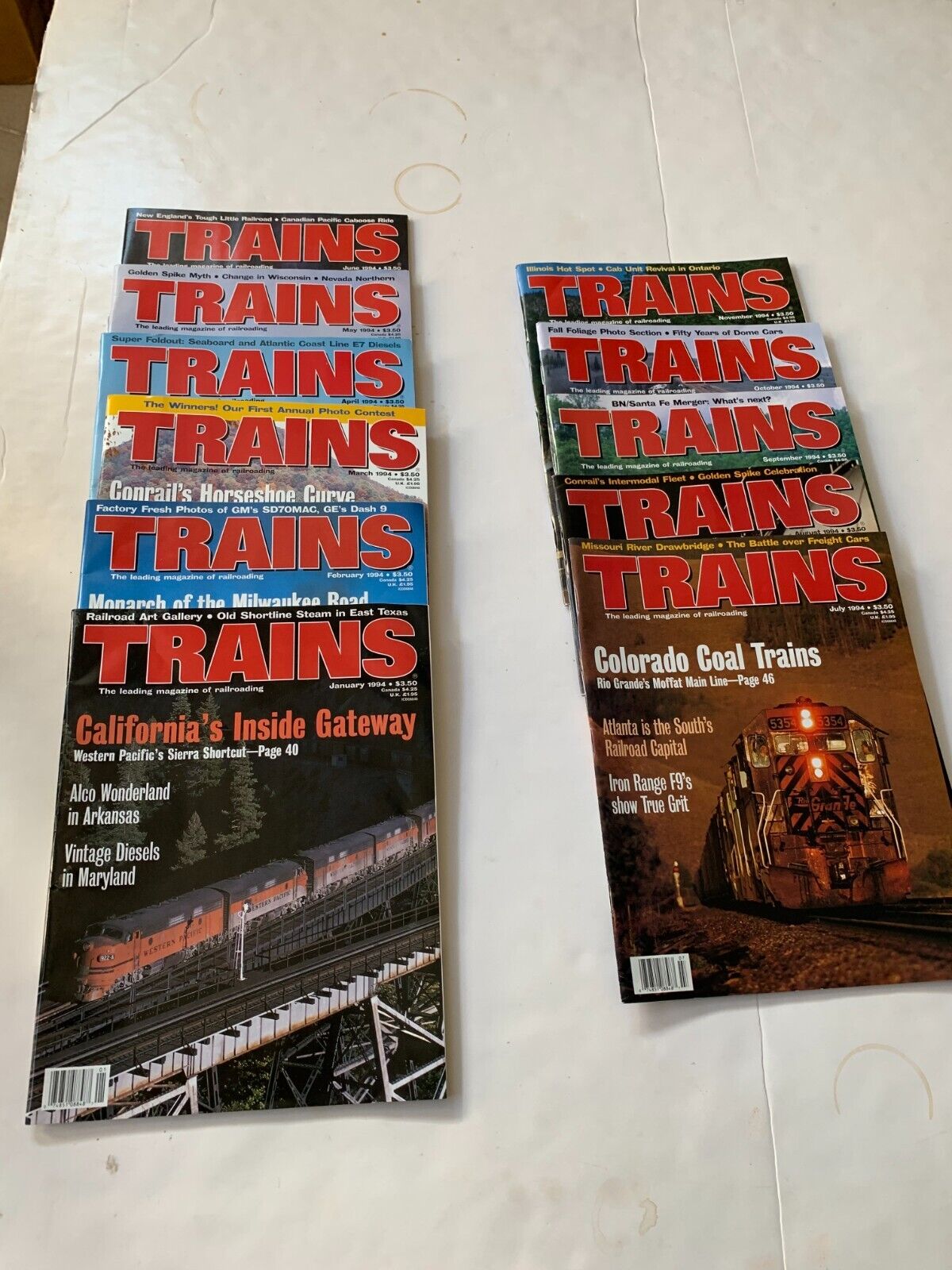Trains – The Magazine of Railroading - 1994 - 11 Issues