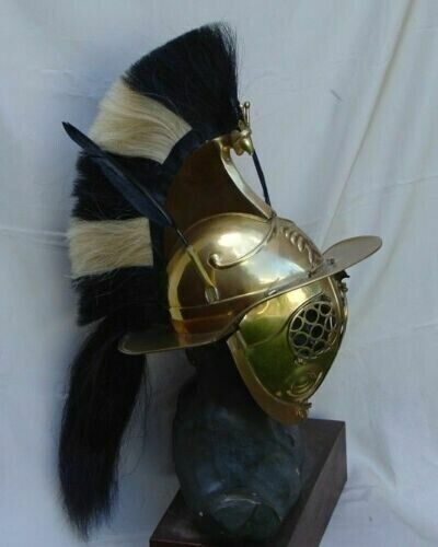 18 Guage Brass Medieval Knight Marmilo Gladiator Helmet With Plume