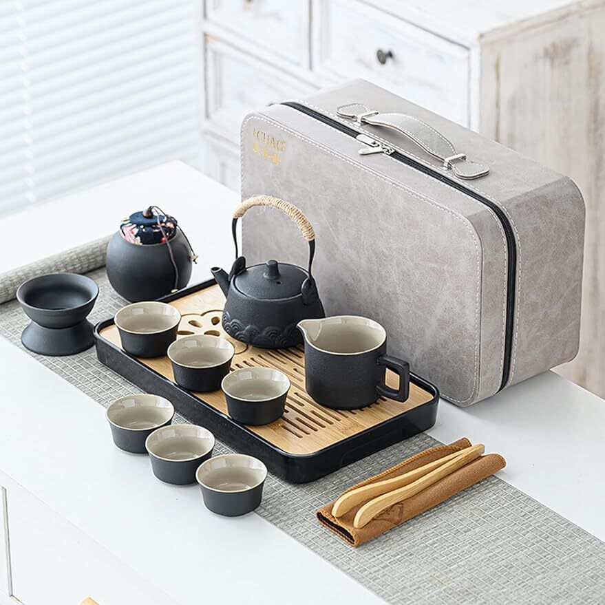 Kungfu tea sets |Ceramic Portable tea set |tea sets for adult |13-piece withgrey