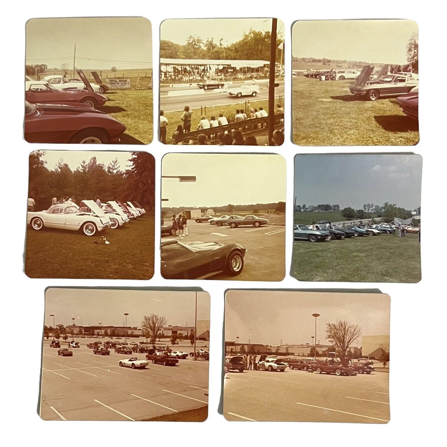 Vintage 1970\'s Corvette Car Show Photo Lot of 8 C1 C2 1952 1955 1964 1967