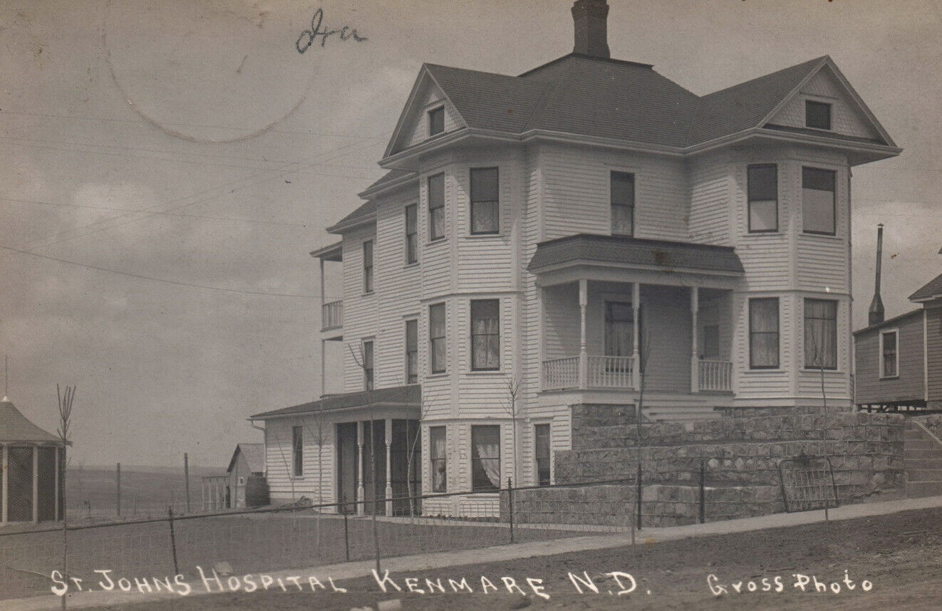 Kenmare North Dakota RPPC St Johns Hospital Real Photo Postcard Vintage