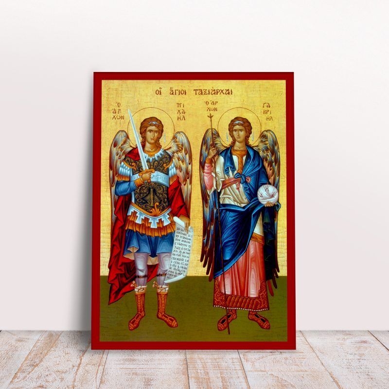 Archangels Michael and Gabriel Taksiarxes Greek byzantine orthodox icon handmade