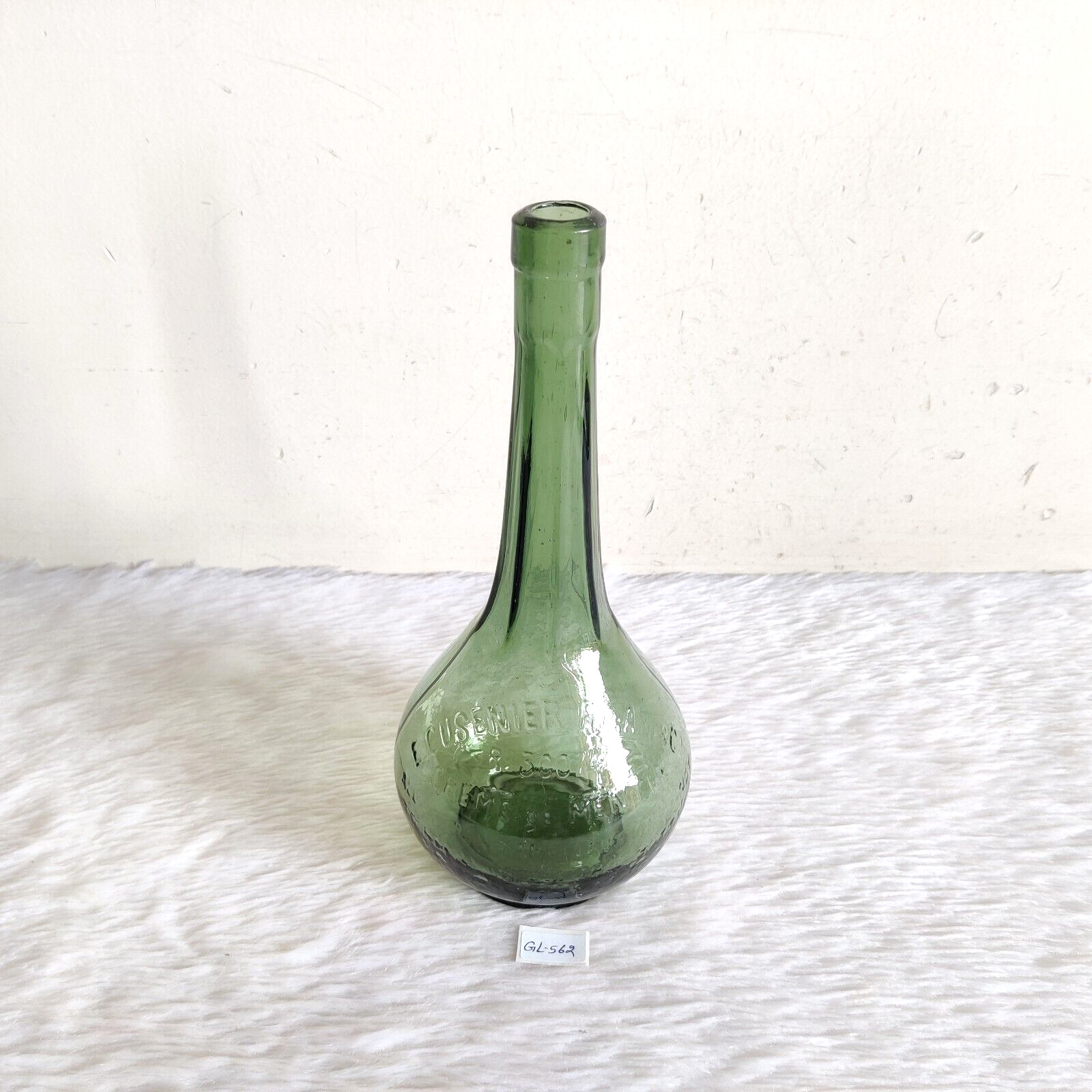 Vintage E.Cusenier Fils Creme De Menthe Green Glass Bottle Old Collectible GL562
