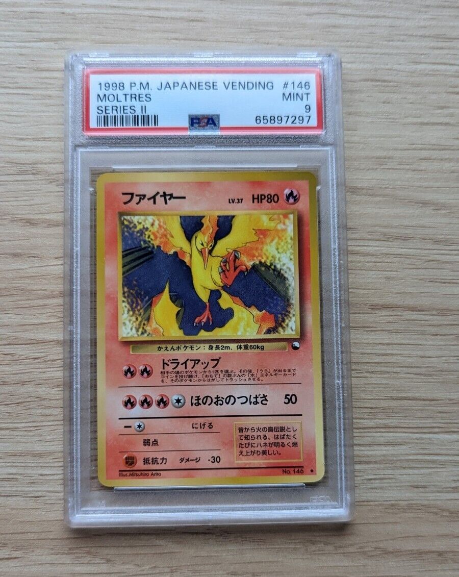 Moltres Pokemon 1998 Japanese Vending Series II - PSA 9 Mint Rare TCG bgs