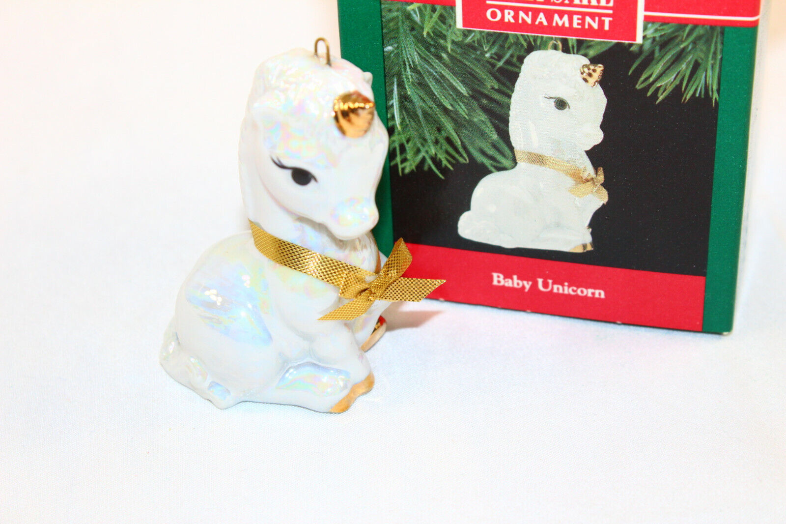 1990 Hallmark Baby Unicorn Fine Porcelain Ornament Christmas Tree QX548-6