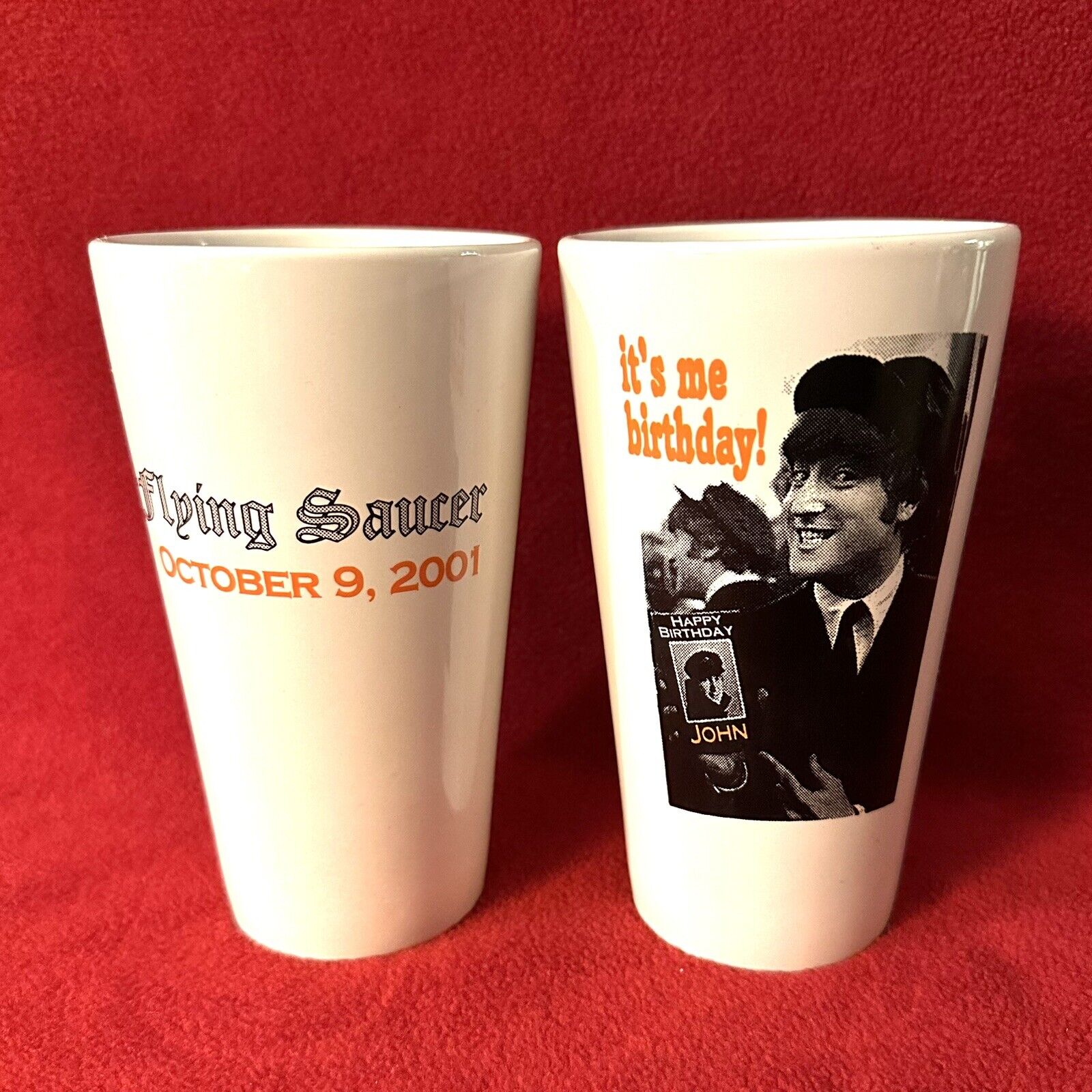 John Lennon’s Birthday Flying Saucer Draught Emporium (2) Ceramic Souvenir Cups