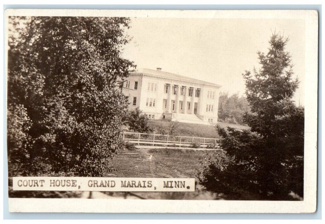 c1920's Court House Building View Grand Marais Minnesota MN RPPC Photo Postcard