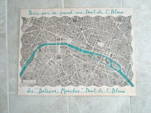 Map of Paris Blondel La Rougery 1978 reprint of 1959 original - cardboard mount