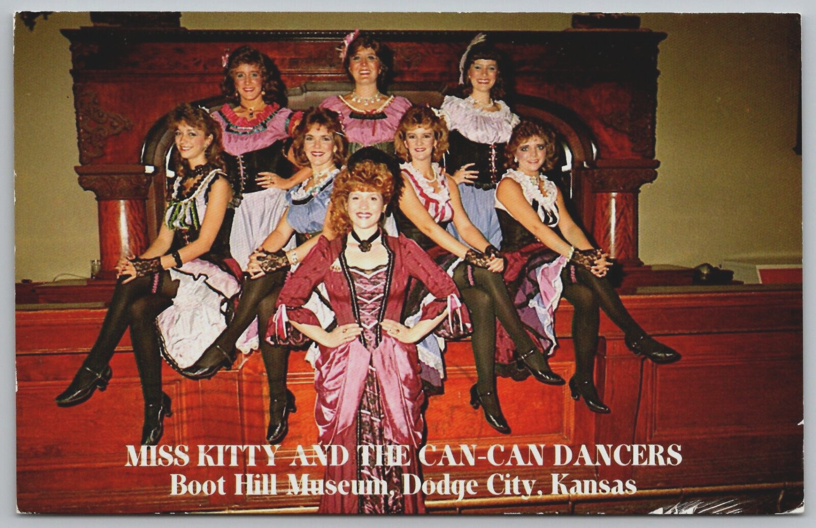 Vintage Postcard - Miss Kitty & Can-Can Dancers - Boot Hill - Dodge City KS