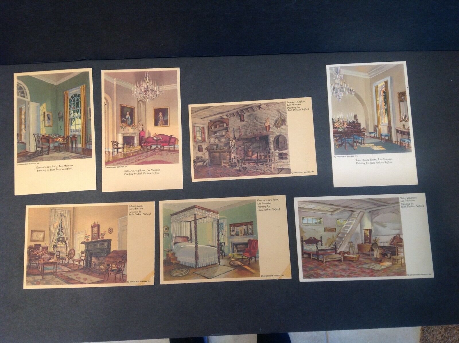 NOS Postcard Lot-Lee Mansion Paintings by Ruth Perkins Safford