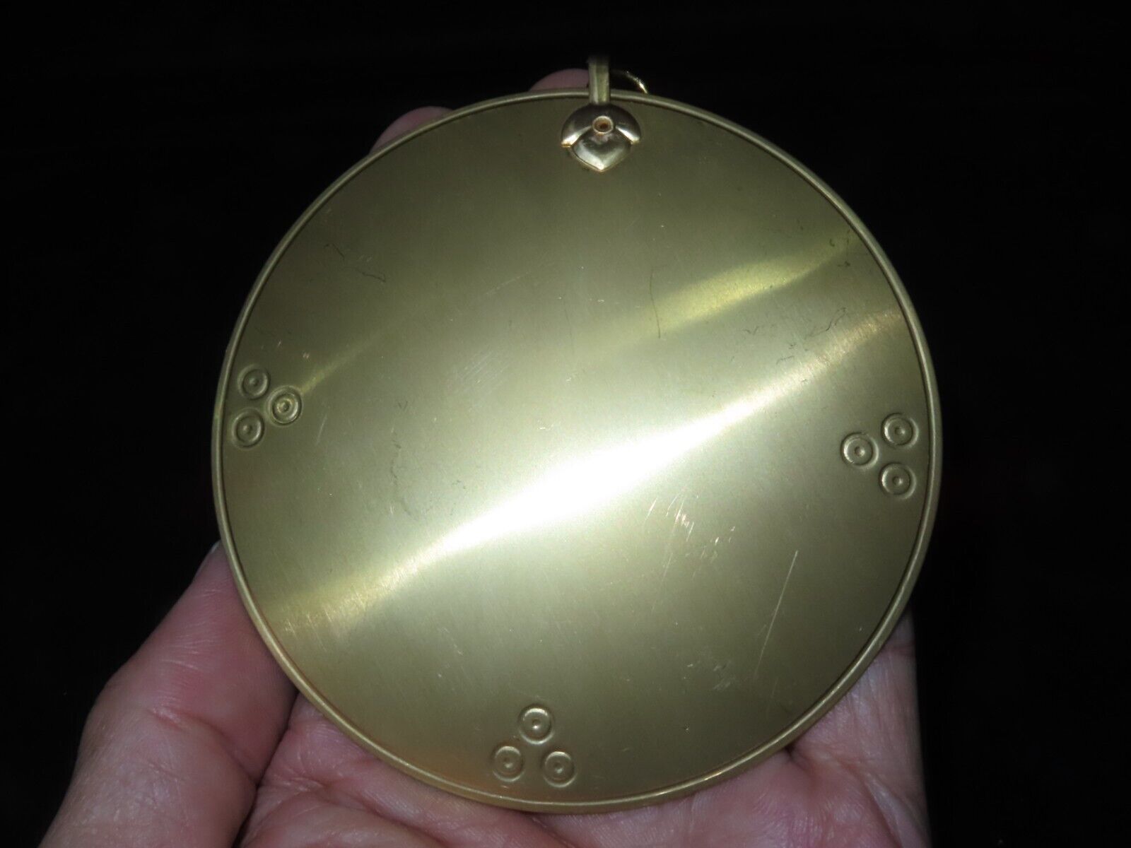 Nepal Tibet Buddhist 9cm Gold Plated Melong Mirror Talisman Pendant (c5)
