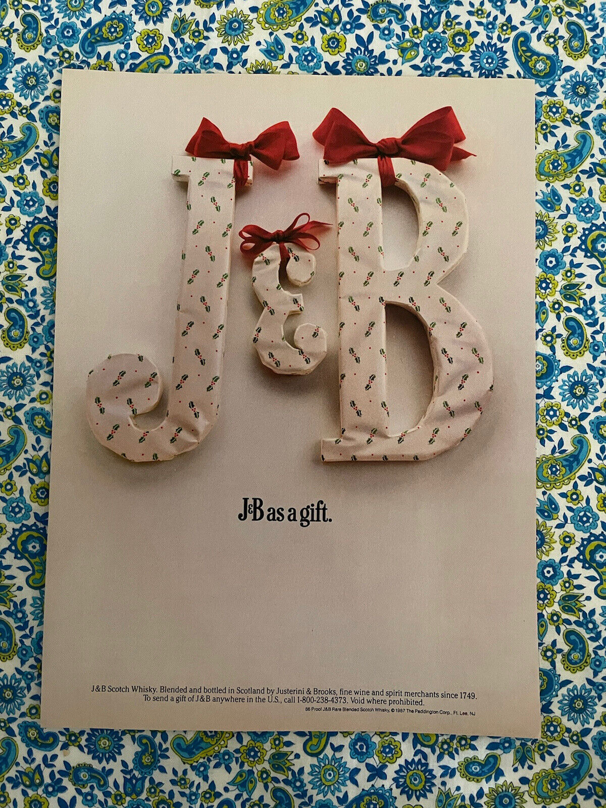 Vintage 1987 J & B Scotch Print Ad Christmas Holiday Ad