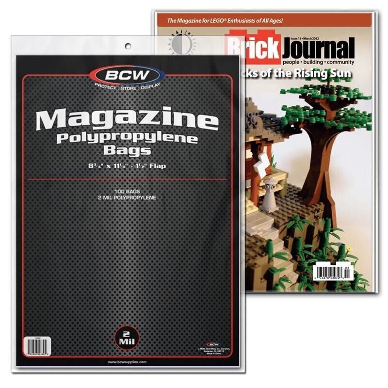 BCW Magazine Bags Polypropylene Sleeves & BCW Magazine Boards 200 CT. EA. COMBO