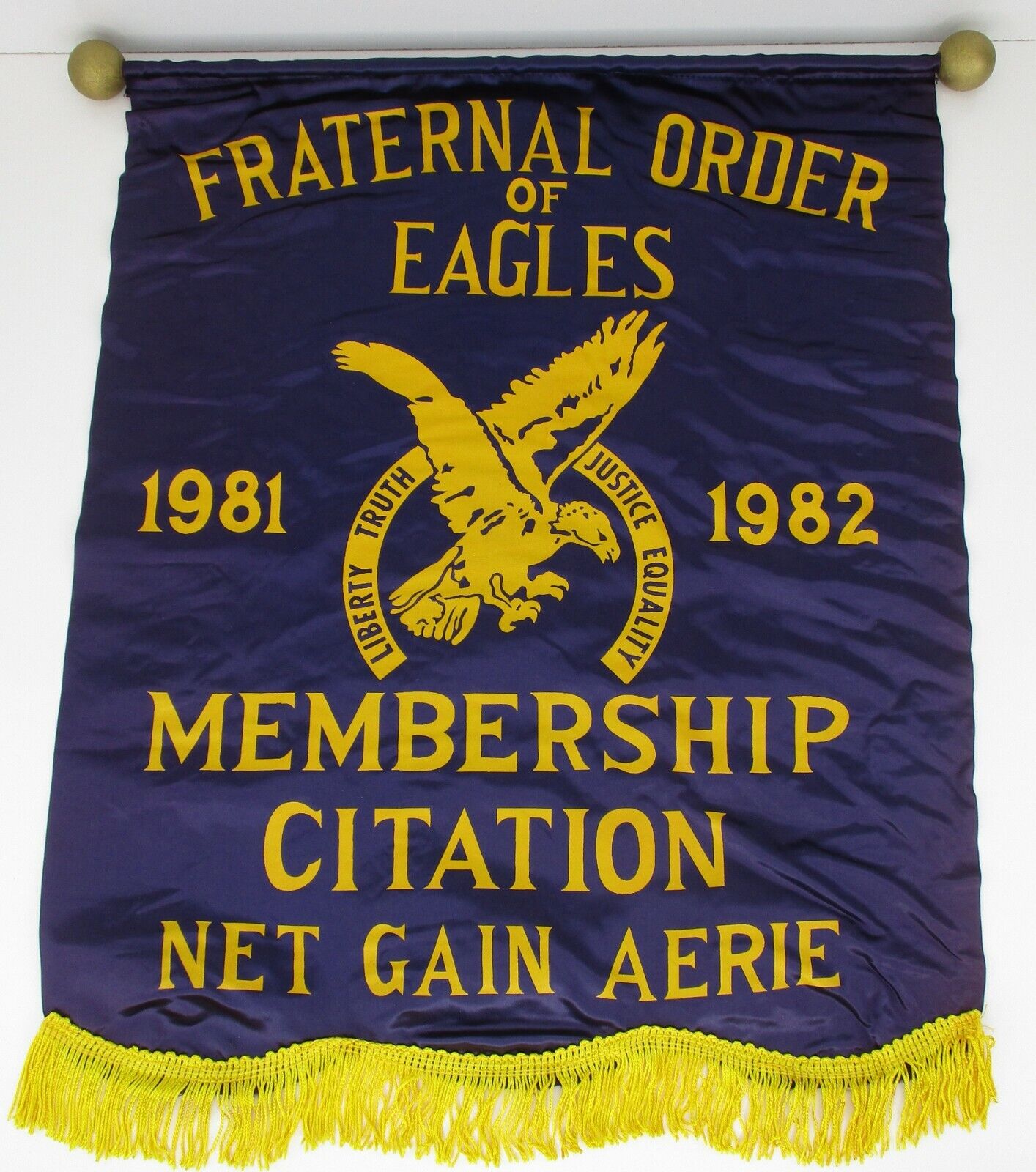 Rare Vintage F.O.E. Fraternal Order of Eagles 1981-82 Membership Citation Aerie