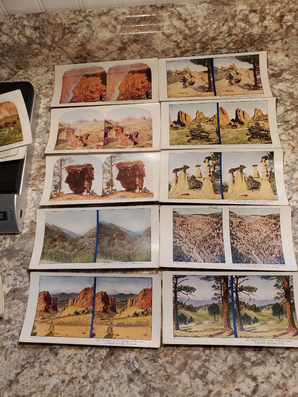 Stereoscope Cards 10 Colorado river, Grand Canyon,  Colorado Springs & More
