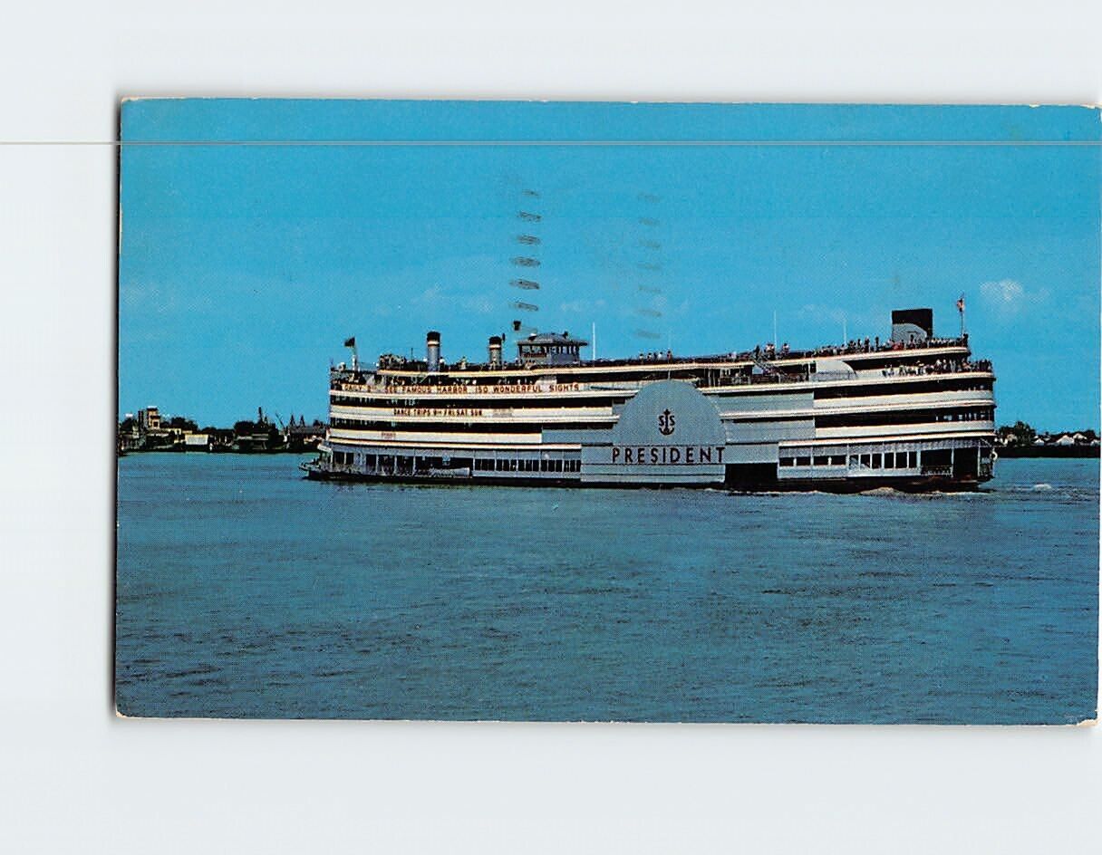 Postcard Steamer President Cruising The Mississippi New Orleans Louisiana USA