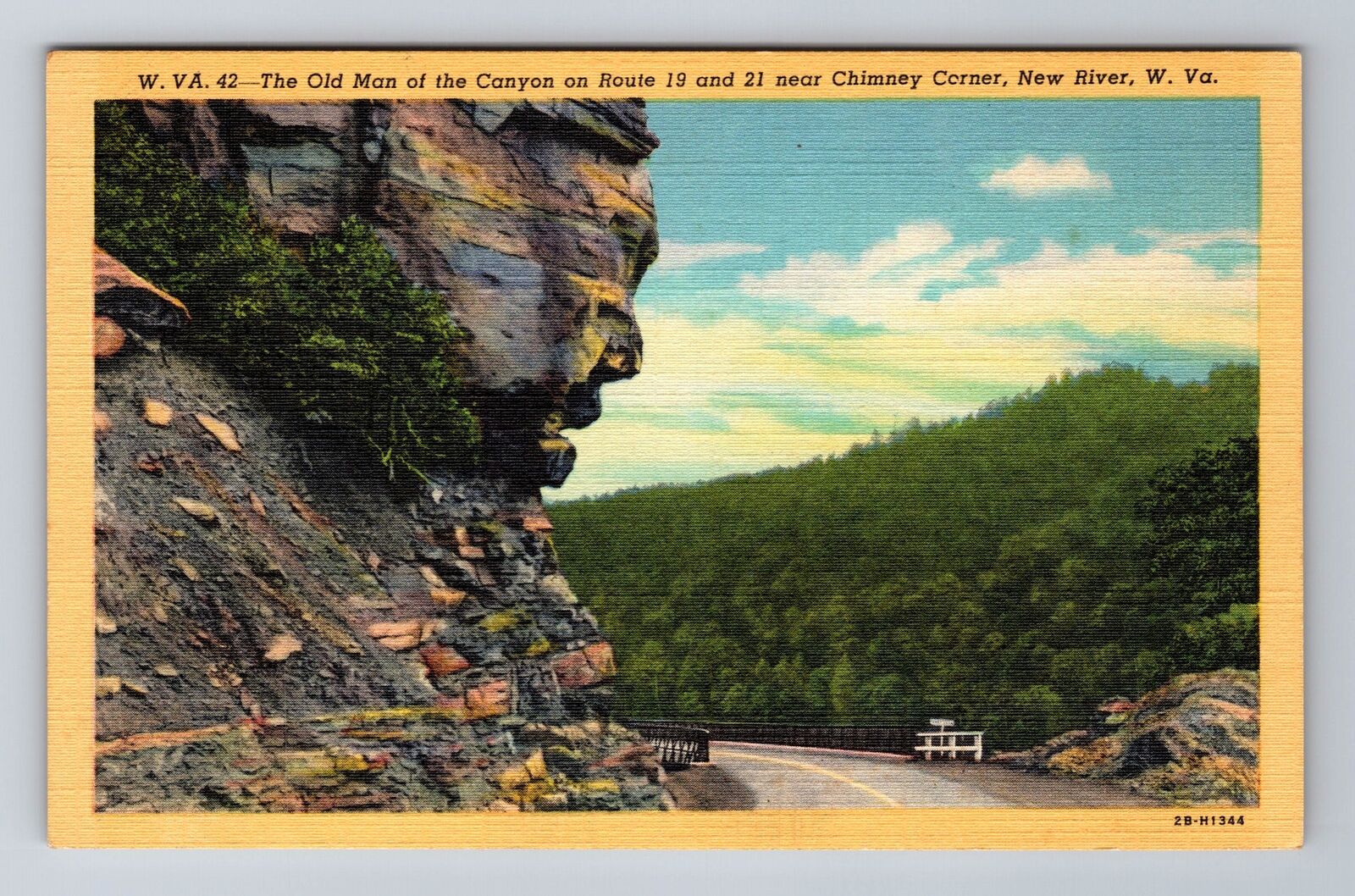 New River WV-West Virginia, Old Man Of The Canyon On Route 19, Vintage Postcard