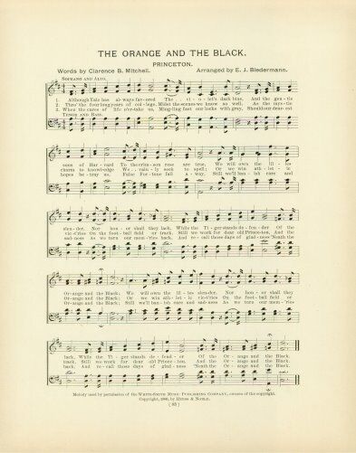 PRINCETON UNIVERSITY Song Sheet c1906 