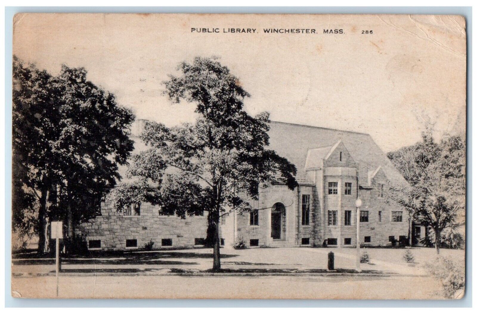 1945 Public Library Building Winchester Massachusetts MA Vintage Postcard