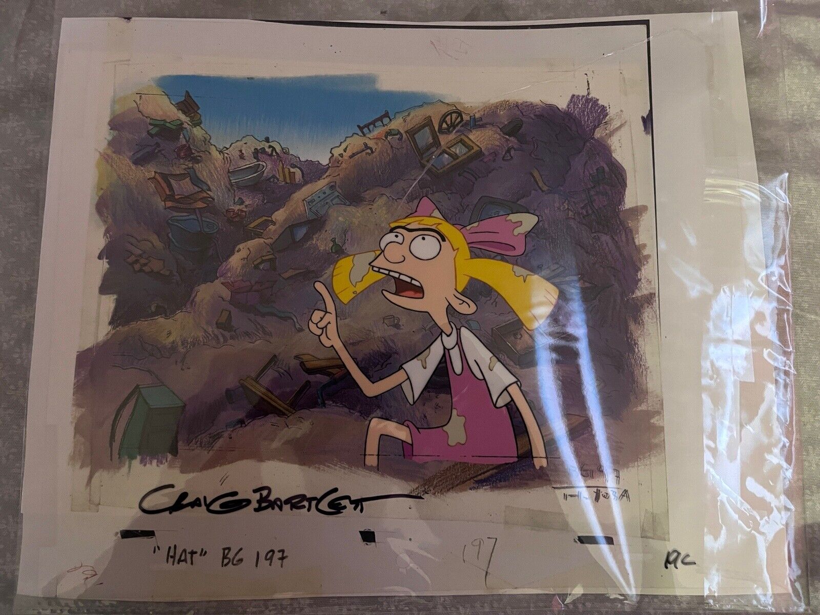 Nickelodeon Hey Arnold cel “Arnold’s hat” W/ COA Rare (From Craig’s Collection)