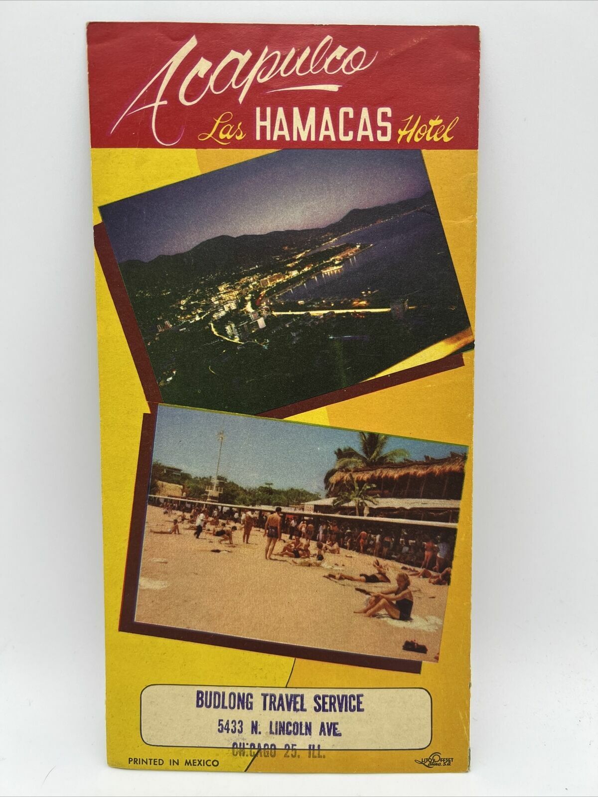 1965 LAS HAMACAS HOTEL ACAPULCO MEXICO Budlong Travel Guide Brochure Chicago IL