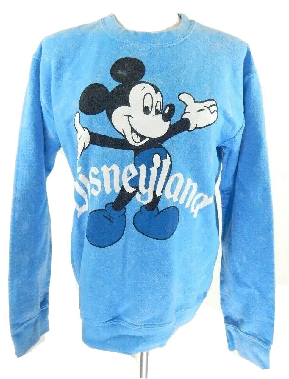 Disneyland Small Sweatshirt Retro Acid Wash Mickey Mouse Blue Crewneck EUC