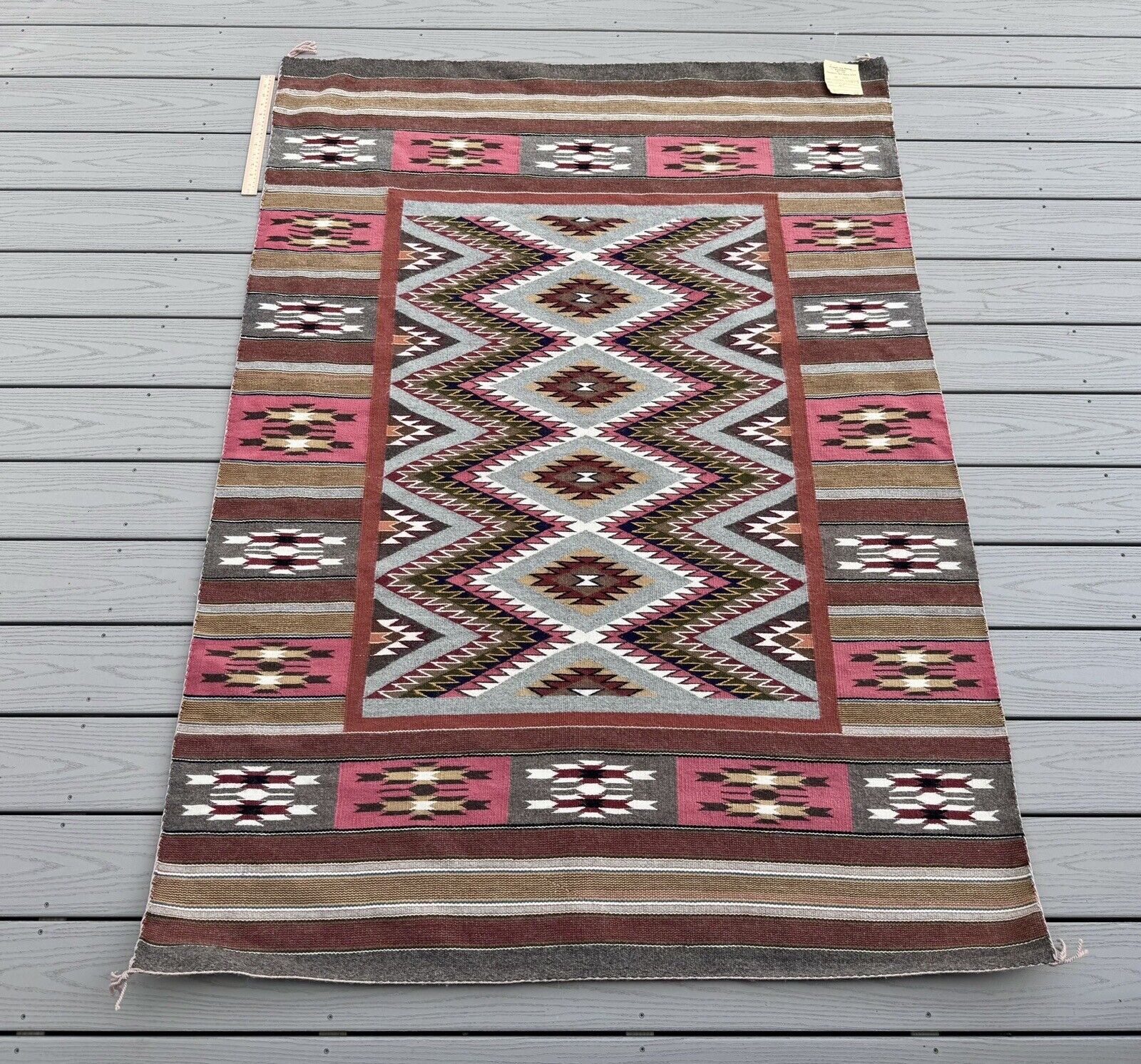 Large Impressive Charlene Laughing Crystal Navajo Rug Weaving Tapestry 48x67 In