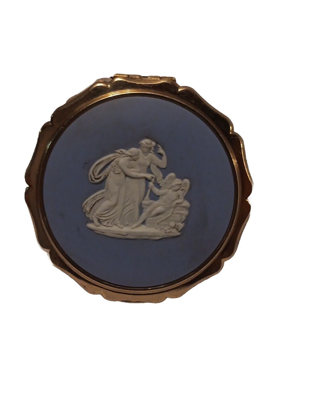 Vintage Stratton CUPID Compact  Josiah Wedgwood Blue Jasperware Cameo
