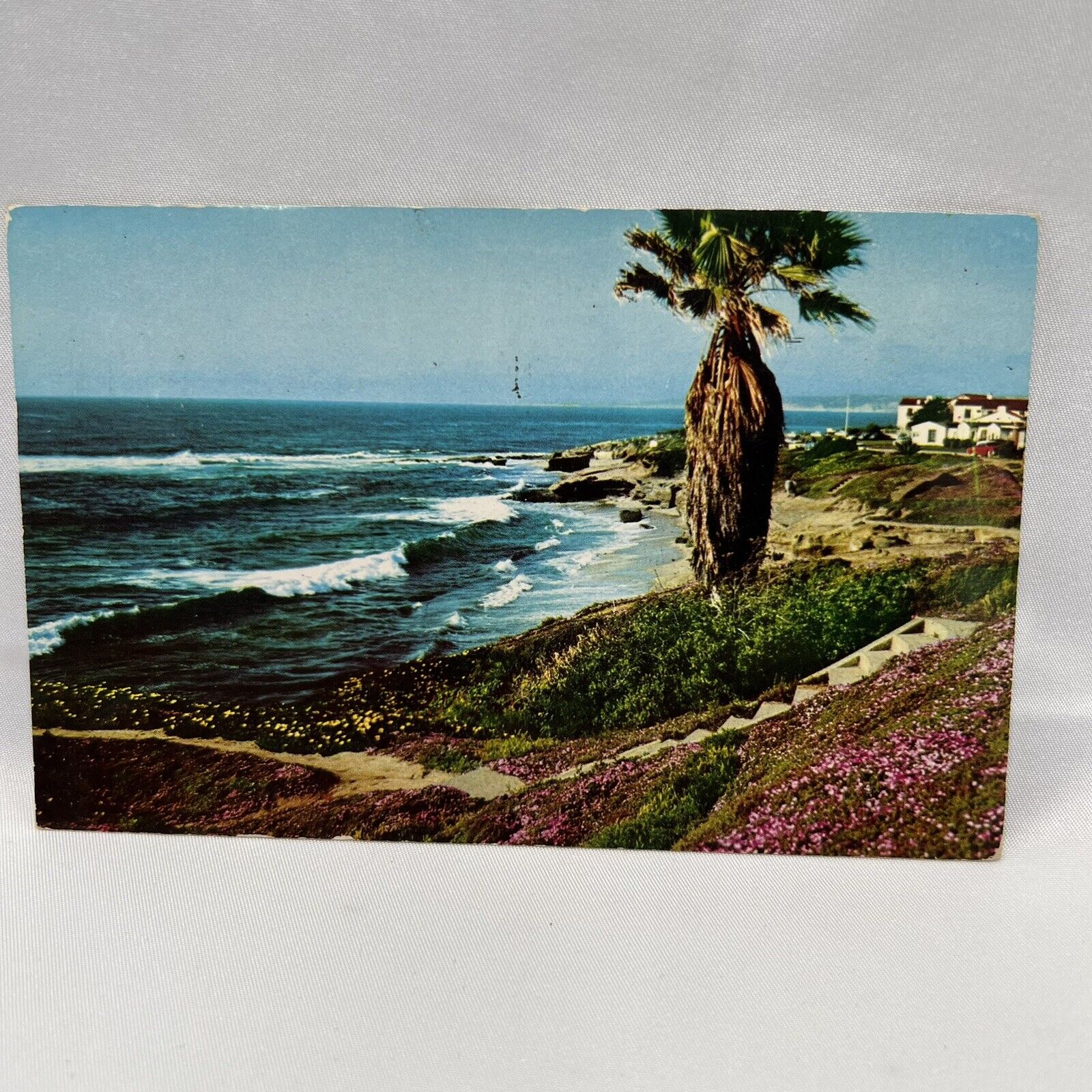 California Shoreline Postcard Posted 1959 LA Puente California Liberty Stamp