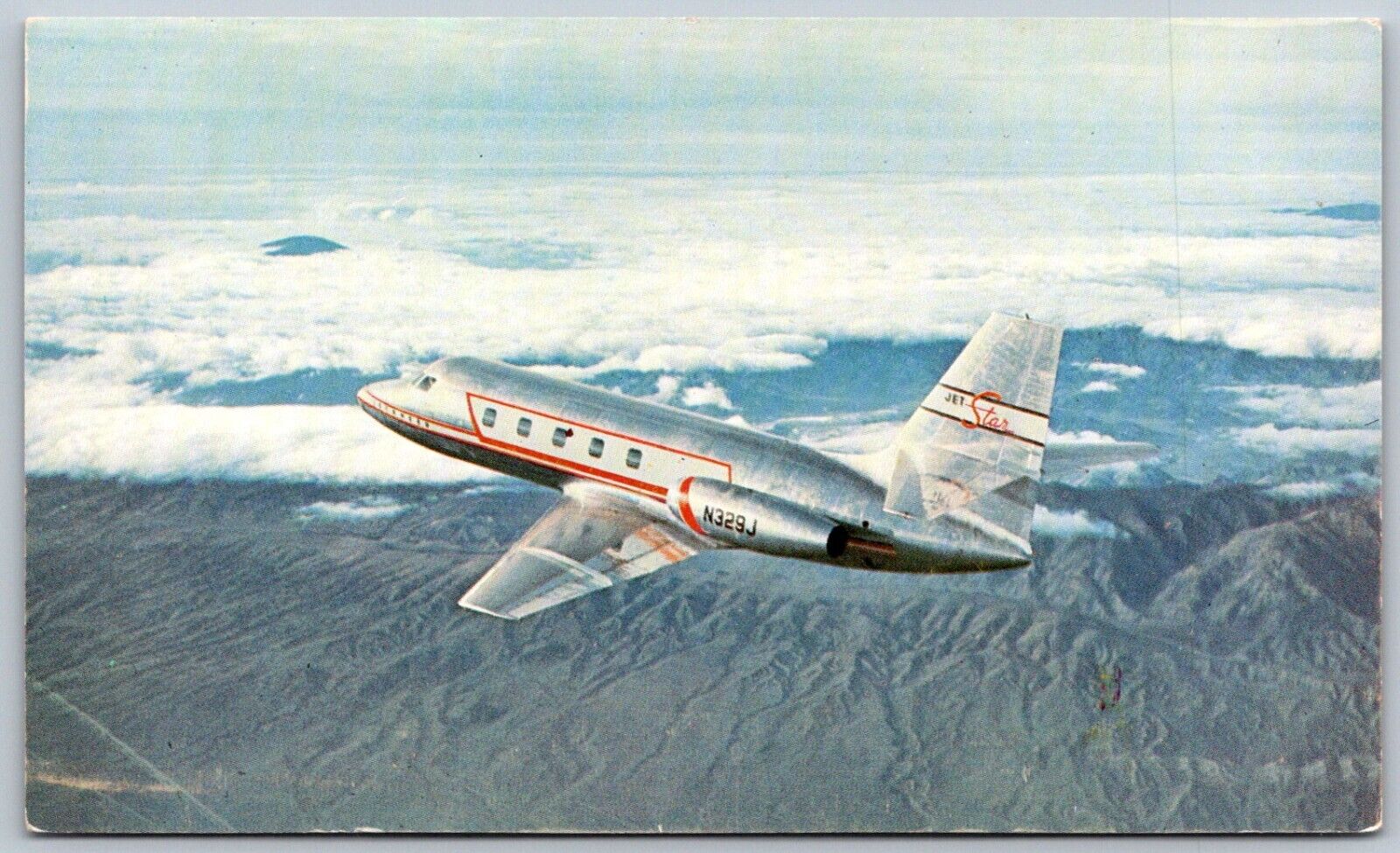 Postcard Lockheed Jetstar L-1329 N329J Twin Engine Prototype TA01