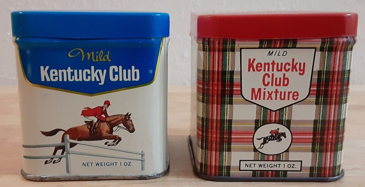 Lot of 2 Vintage Kentucky Club Empty Tobacco Tins 1 oz Excellent Condition