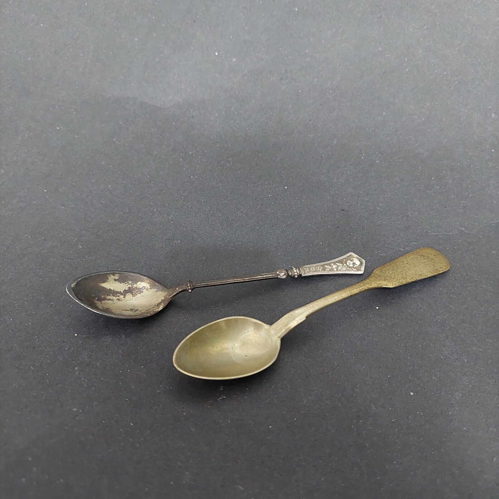 Vintage Pair of antique copper spoon with stamp BM 11 cm
