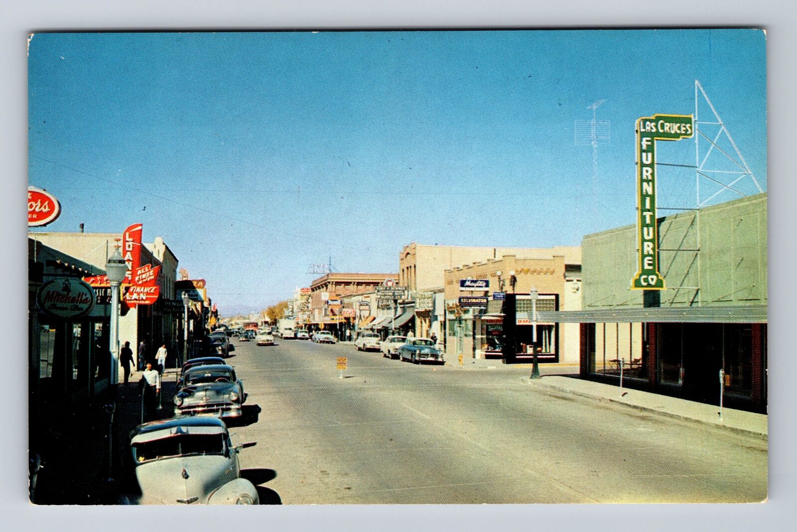 Las Cruces NM-New Mexico, Scenic View Of Town Area, Antique, Vintage Postcard