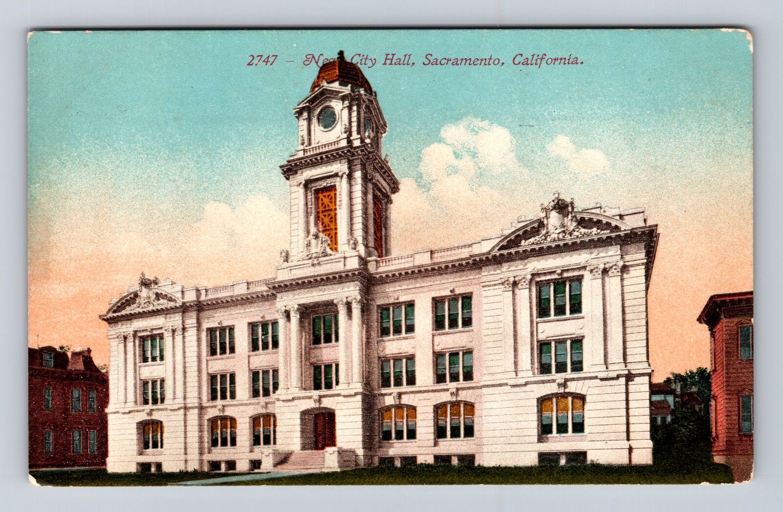 Sacramento CA-California, New City Hall, Antique, Vintage Souvenir Postcard
