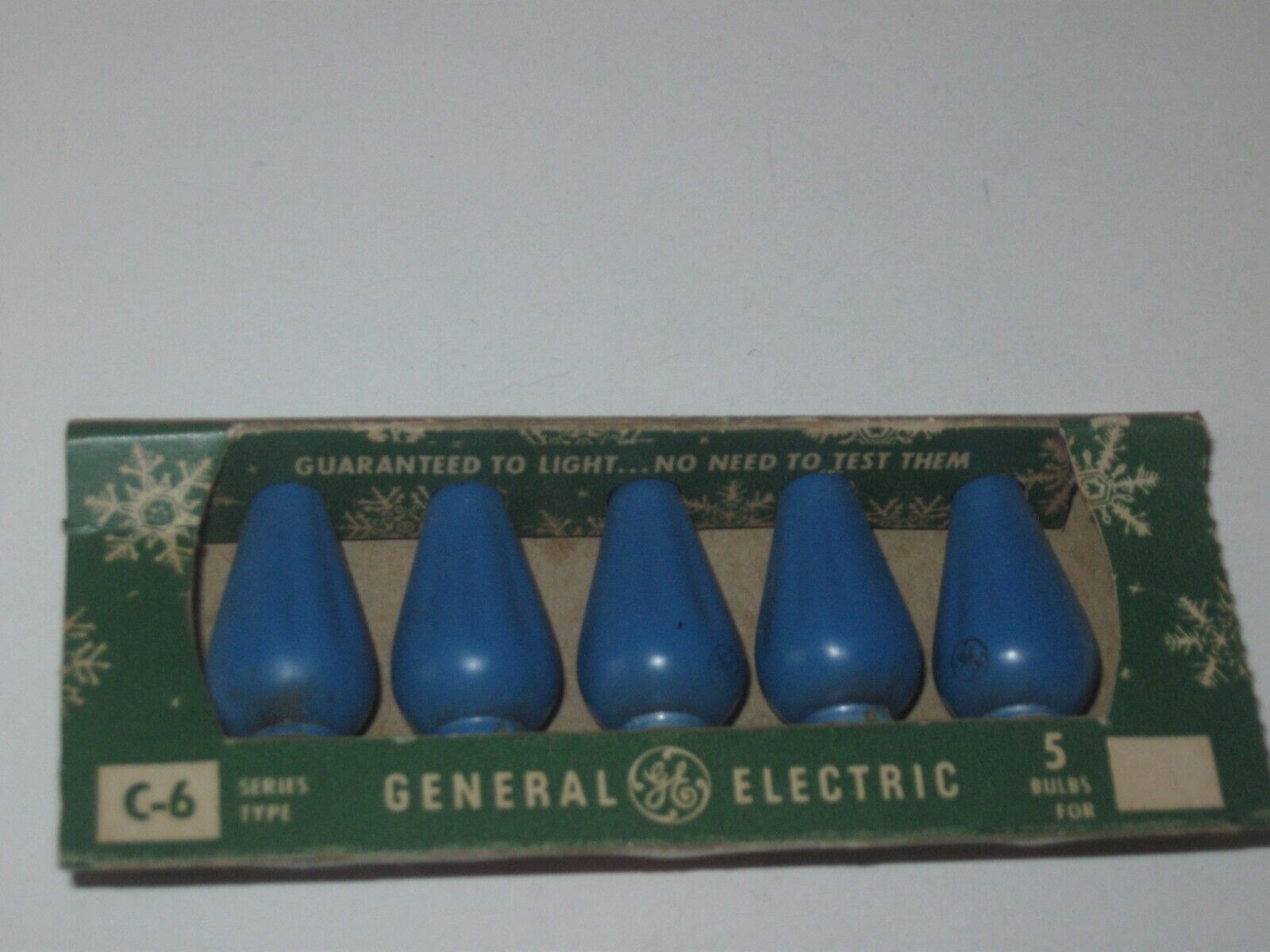 5 Vtg NOS General Electric C6 Indoor Series BLUE Christmas Lamps Bulbs