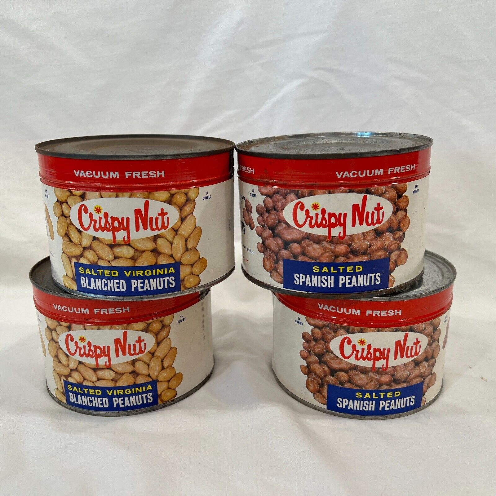 NOS Crispy Nut AIR FILLED Cans - Display Spanish & Blanched PEANUTS Key Wind 4