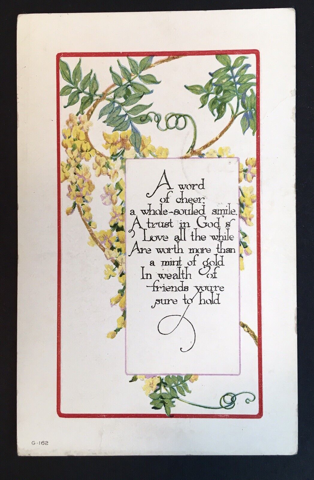 Word of Cheer Antique PC Posted 1917 Friends God Theme Embossed