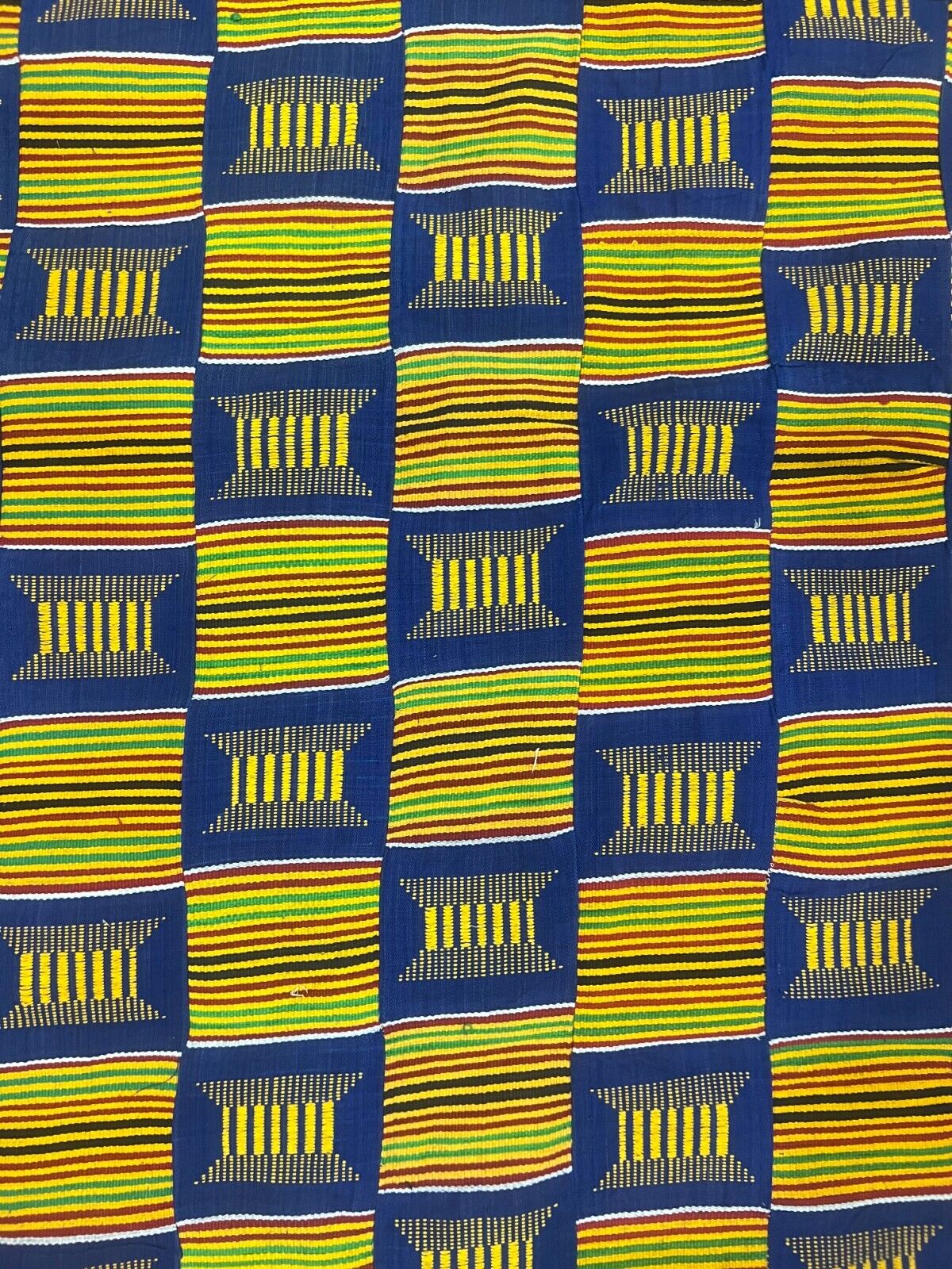 Vintage large African kente Ewe hand woven cloth 120\' X 80\