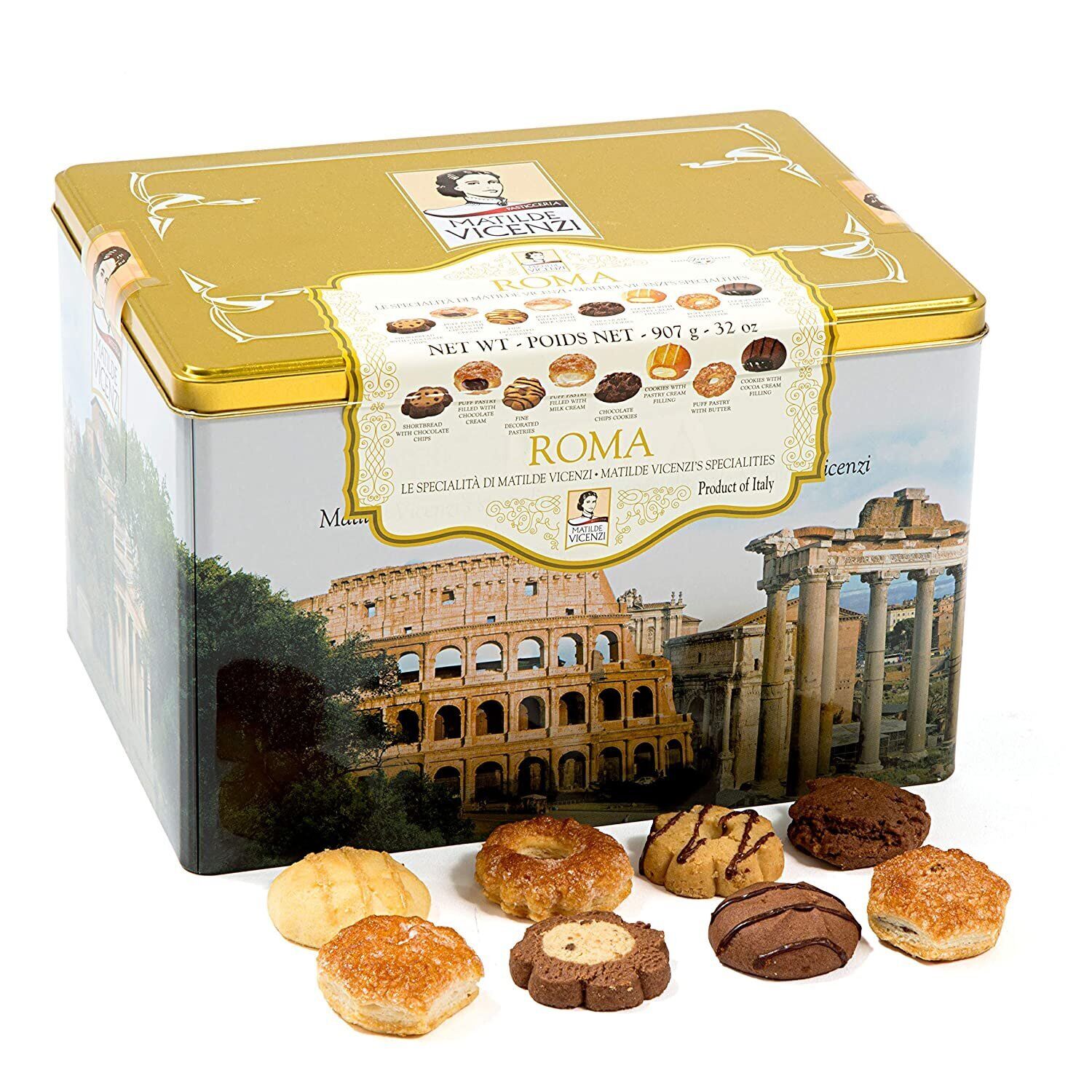 Matilde Vicenzi Roma Gift Tin | Assortment of Patisseries, Pastries, Cookies...