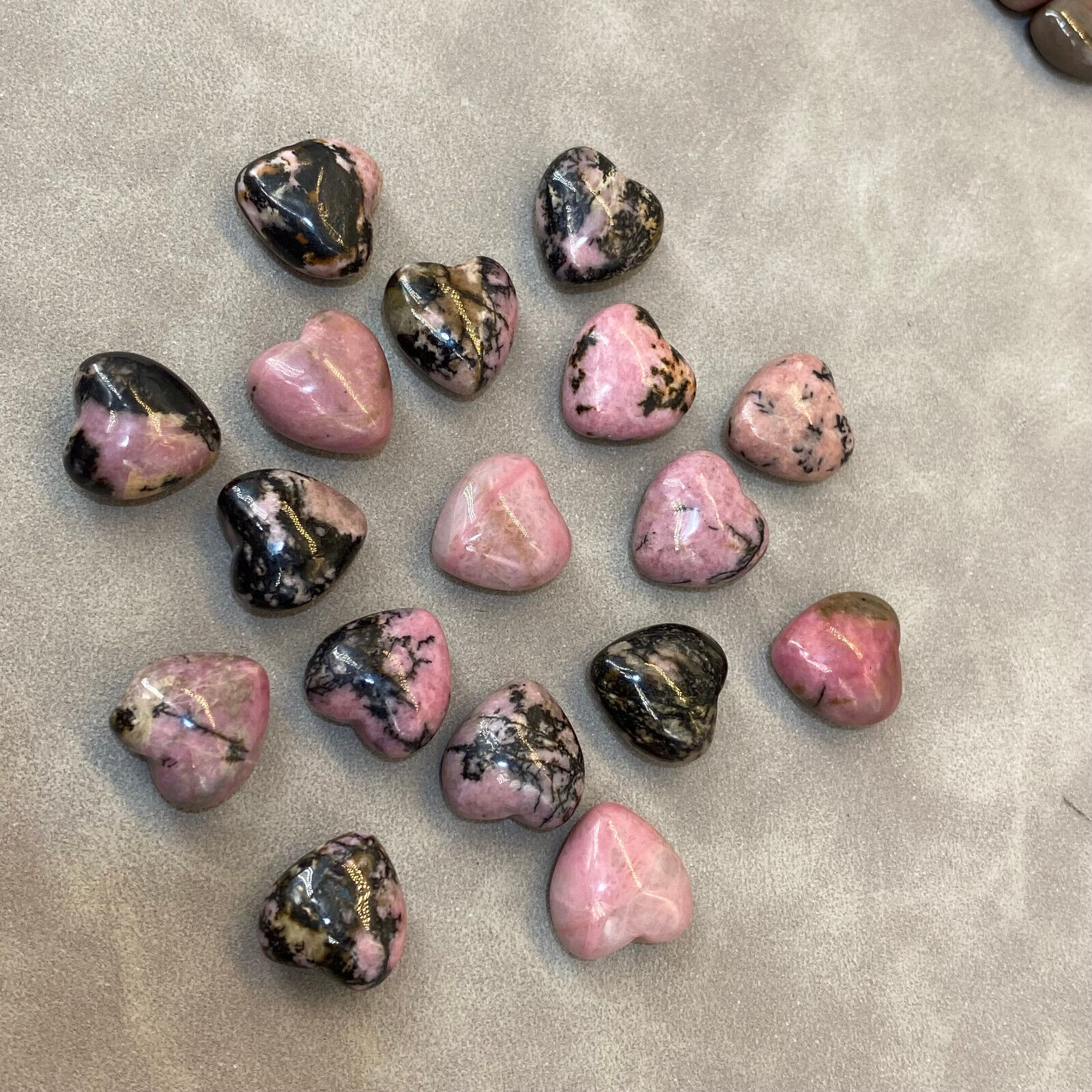 TOP Natural Rhodonite Quartz mini heart type hand-polished crystal healing 10PC