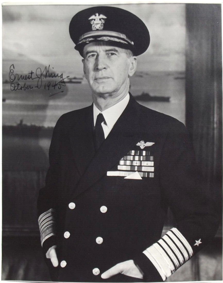 Admiral Ernest J. King Commander U.S. Fleet Chief Naval Operations Signed Photo