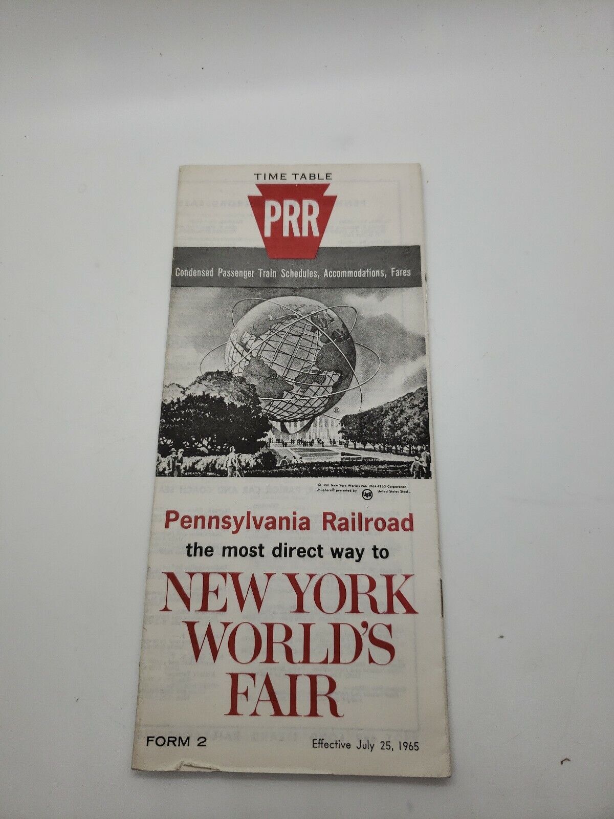 1965 PRR Time Table Pennsylvania Railroad New York World\'s Fair Brochure